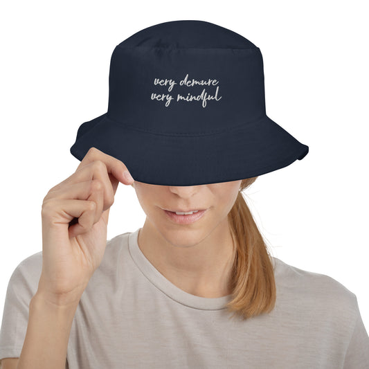 Demure Bucket Hat - Embroidered - 100% Cotton